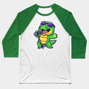 Cute Crocodile Singing Cartoon Baseball T-Shirt